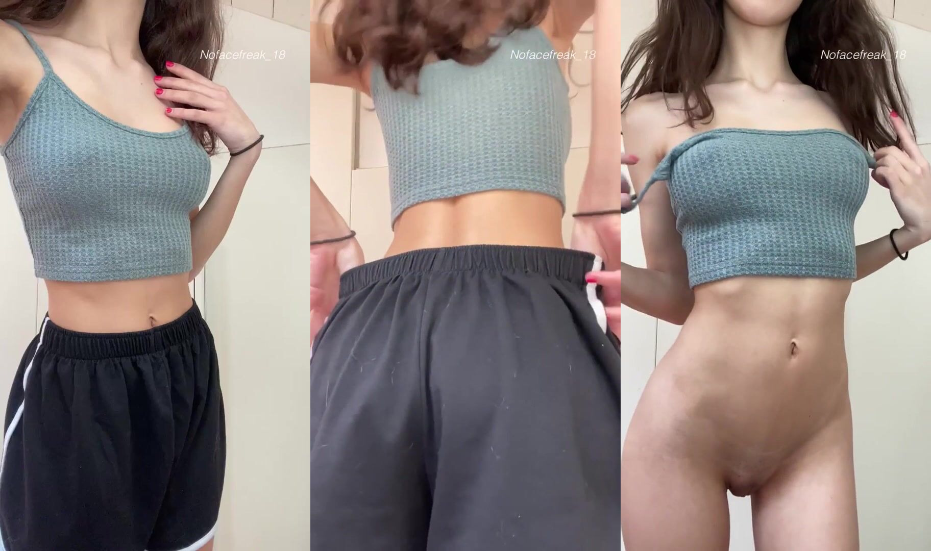 Športová teen ukazuje svoje prsia