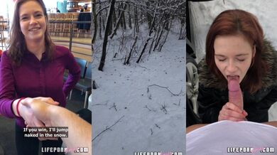 Sophia Traxler šuká vonku v zime
